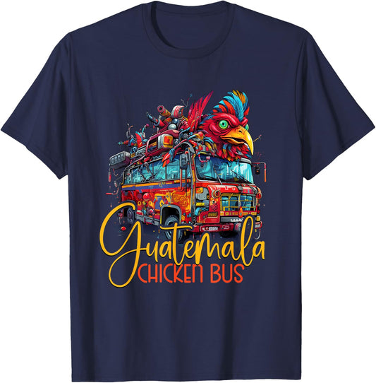Guatemala Travel Funny Guatemalan Chicken Bus Chapin Chapina T-Shirt - T-Shirt | Navy