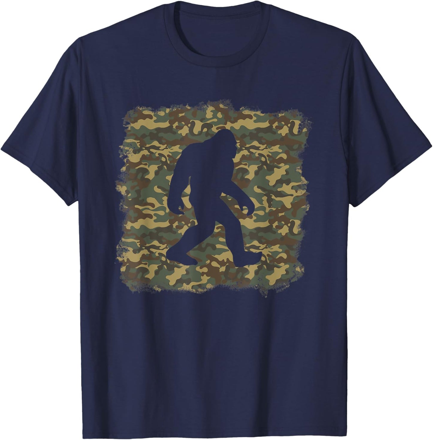 Camouflage Bigfoot Sasquatch Camo Army Pattern Big Foot T-Shirt - T-Shirt | Navy