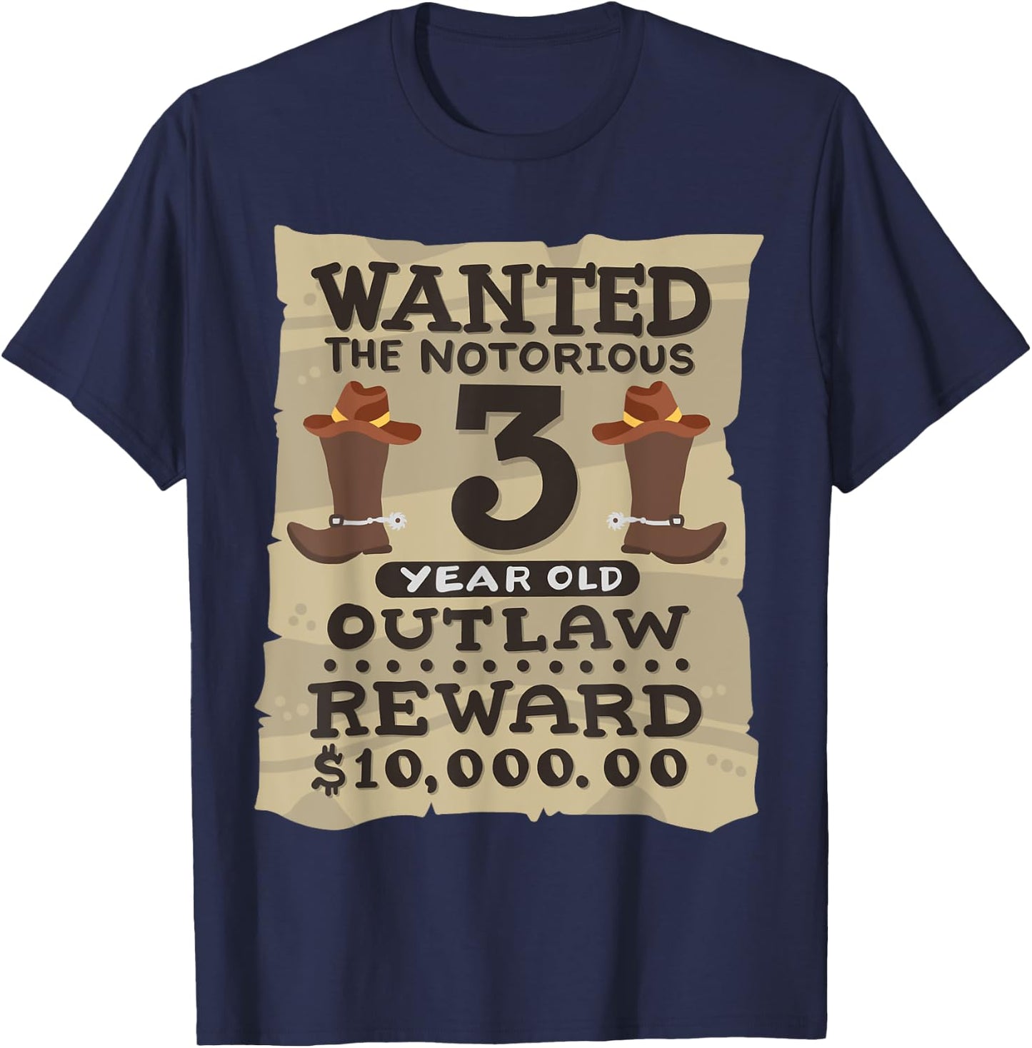 3 Year Old Cowboy 3rd Birthday Party Wild West Western Kids T-Shirt - T-Shirt | Navy