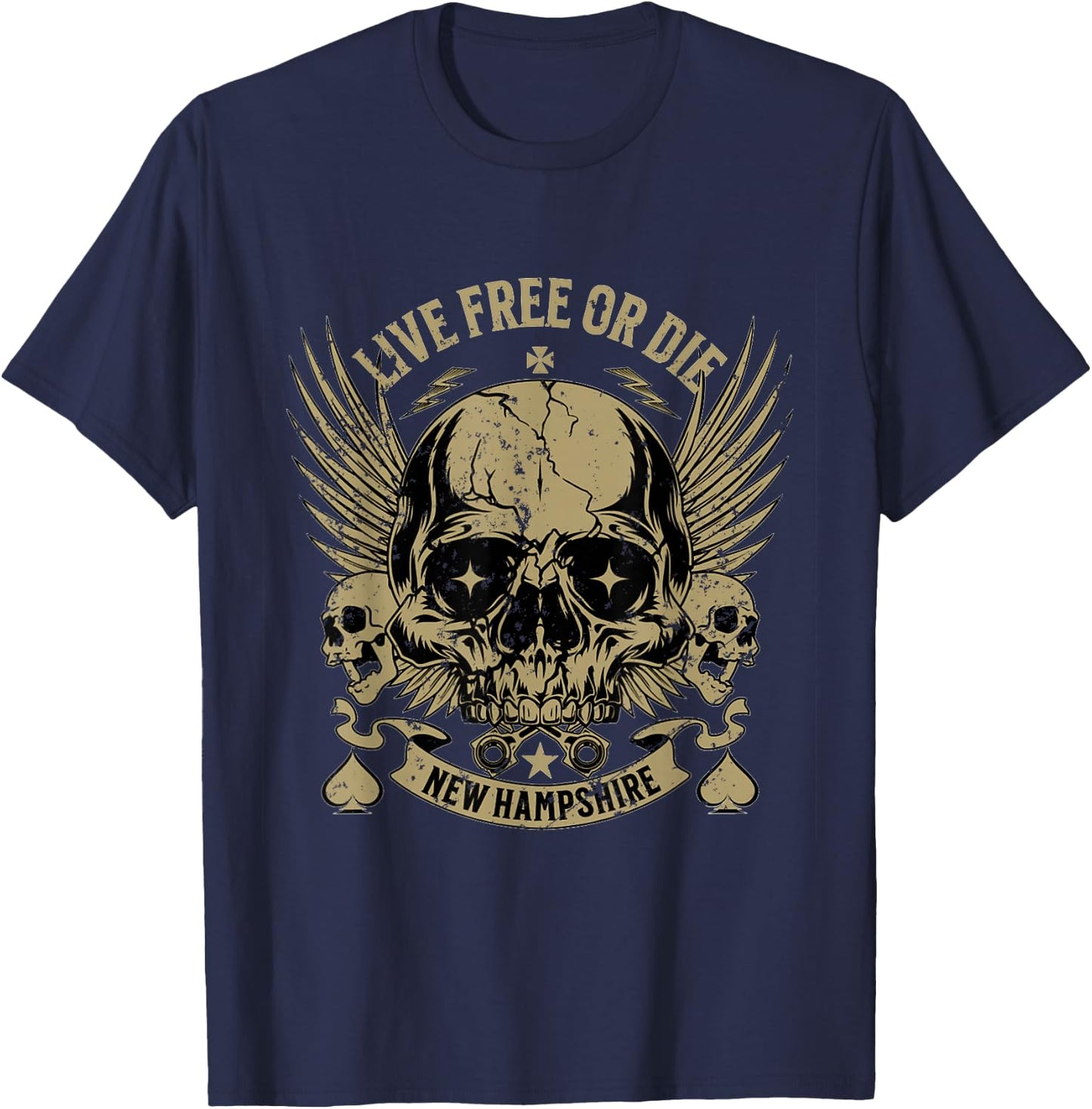 Live Free or Die Retro New Hampshire Nature Graphic T-Shirt - T-Shirt | Navy