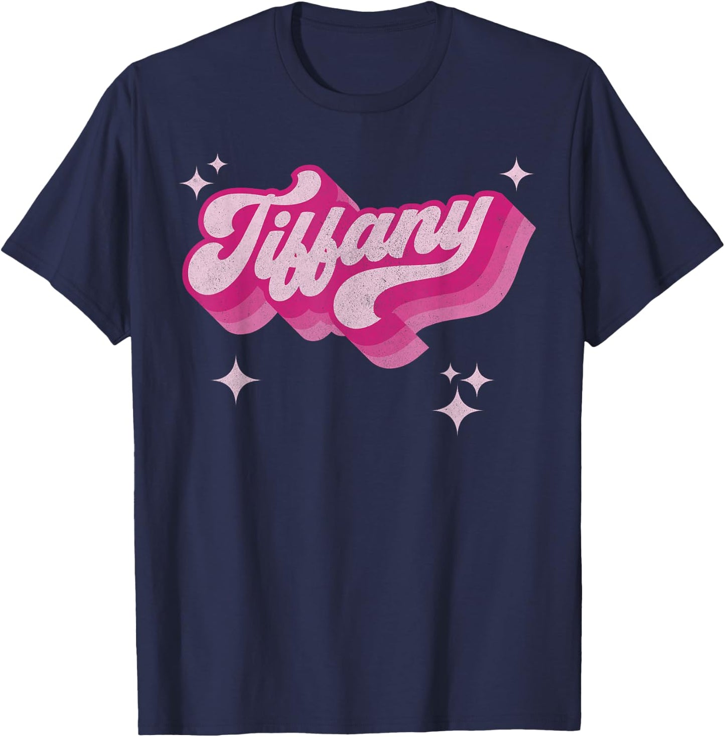 Tiffany First Name Girl Vintage Style 70s Personalized Retro T-Shirt - T-Shirt | Navy