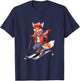 Fox Skiing Skier Ski Winter Snow T-Shirt - T-Shirt | Navy