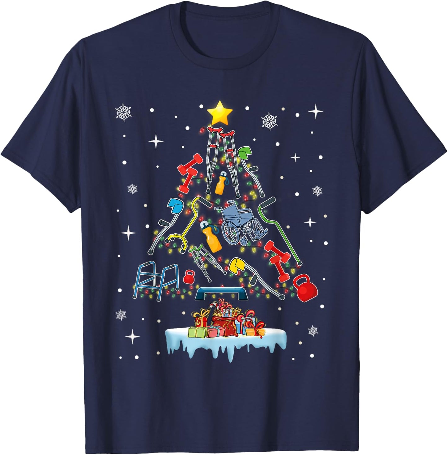 Physical Therapy Christmas PT Therapist Christmas Tree xmas T-Shirt - T-Shirt | Navy