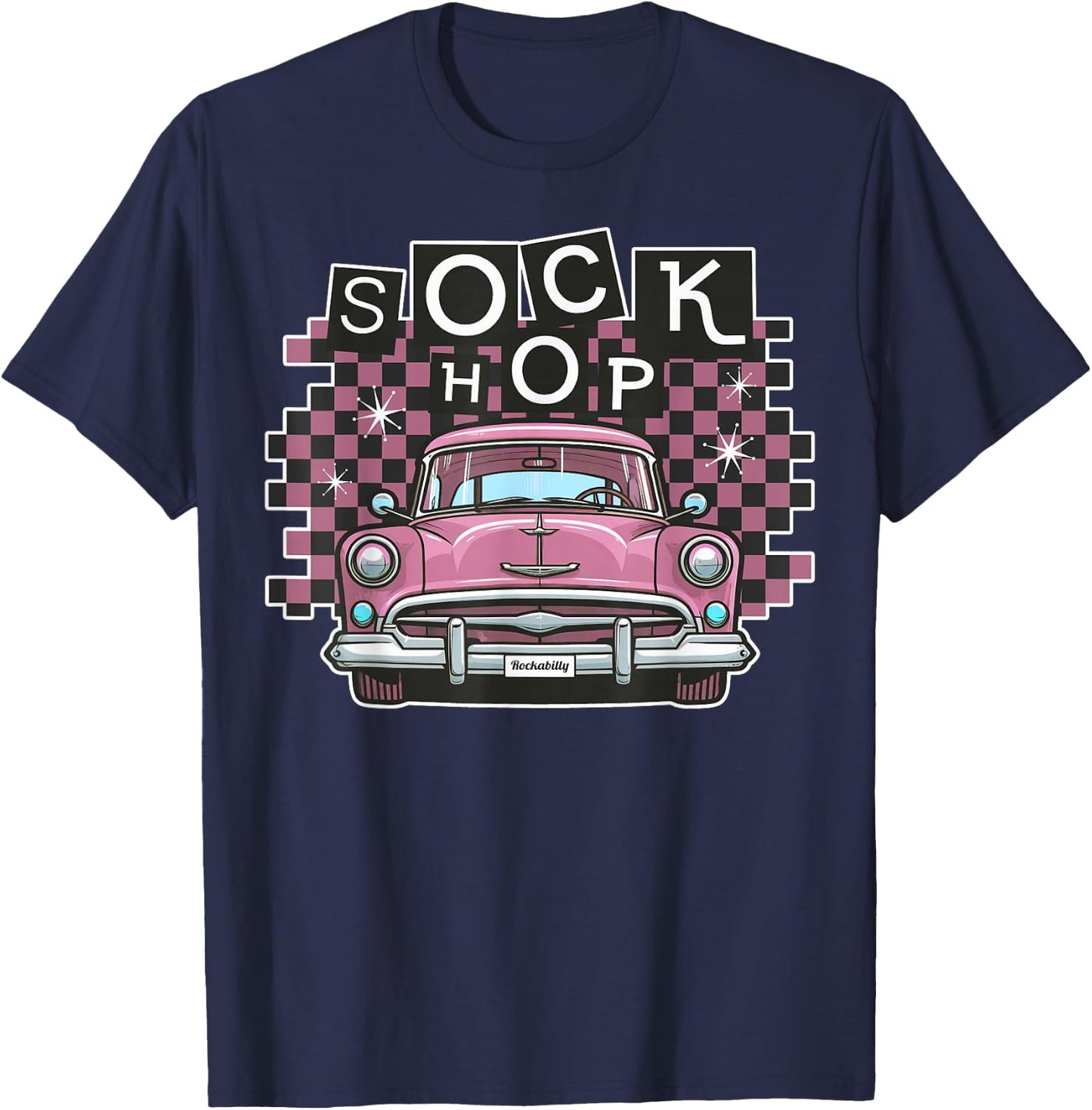 Sock Hop 50s Classic Car Nostalgia 1950s Greaser T-Shirt - T-Shirt | Navy