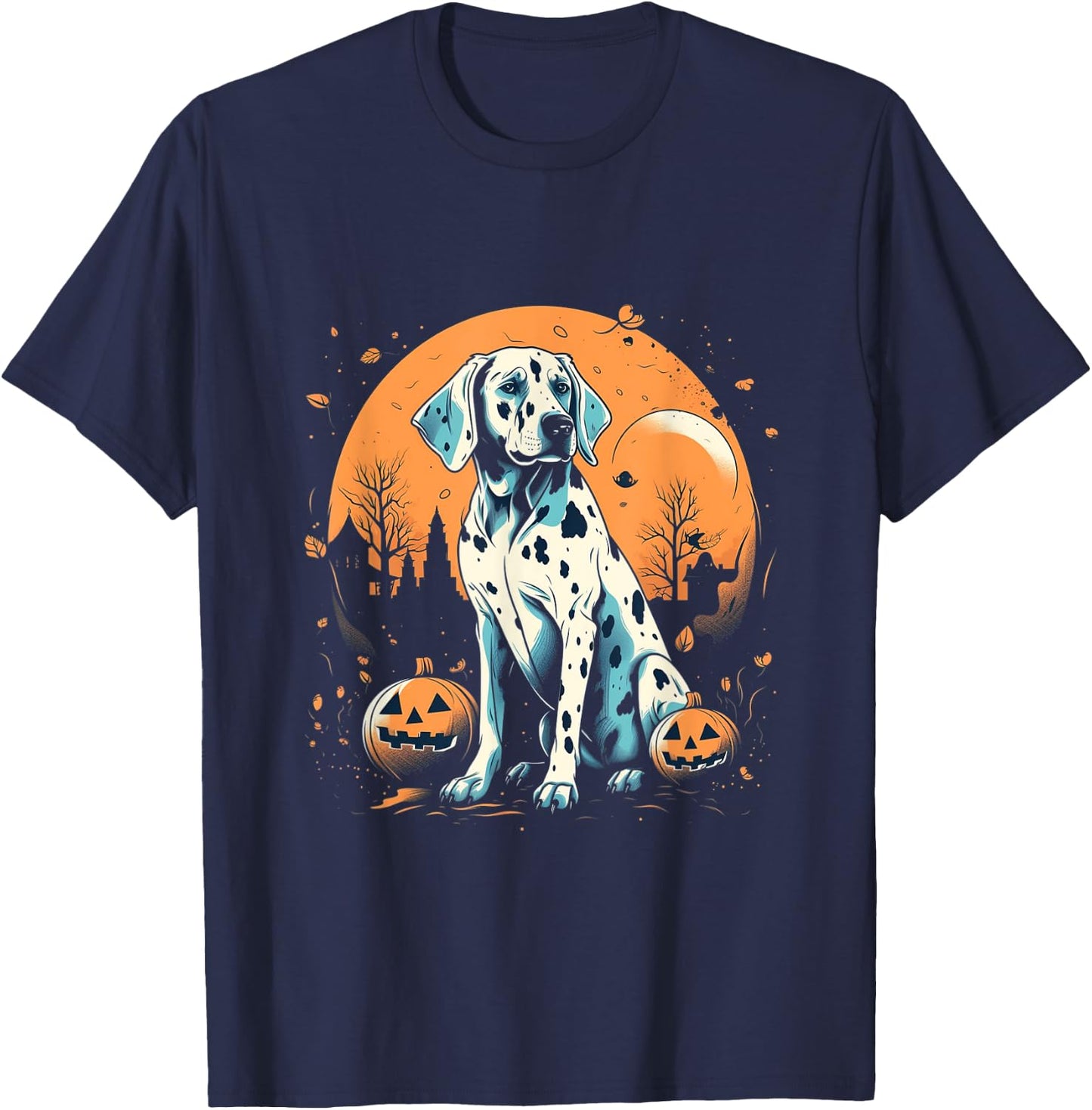 Dalmatian Pumpkin Halloween Costume Dog Puppy Men Women Kids T-Shirt - T-Shirt | Navy