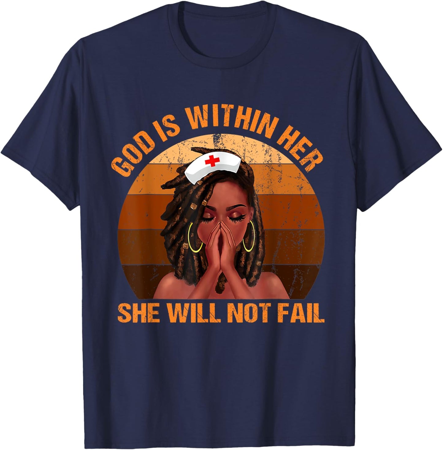 God Is Within Her She Will Not Fail Black Melanin Christian T-Shirt - T-Shirt | Navy