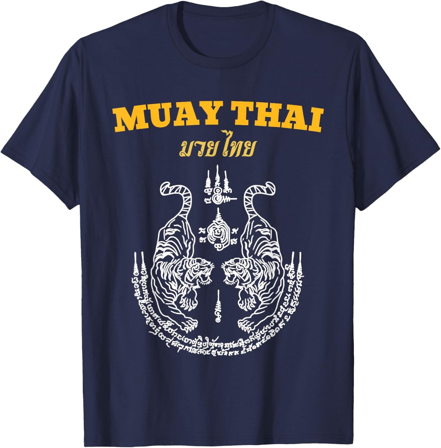 Martial Art Sak Yant Muay Thai Language MMA Tattoo Tiger T-Shirt - T-Shirt | Navy