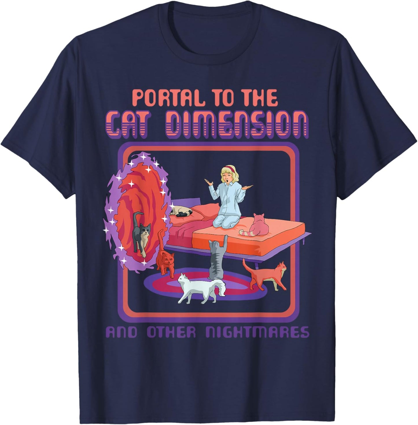 Portal To The Cat Dimension Funny Cat Kitten Lover Men Women T-Shirt - T-Shirt | Navy