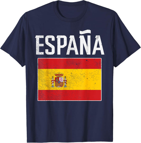 Espana Spain Flag Spanish Soccer Men Women Kids Boys Girl T-Shirt - T-Shirt | Navy