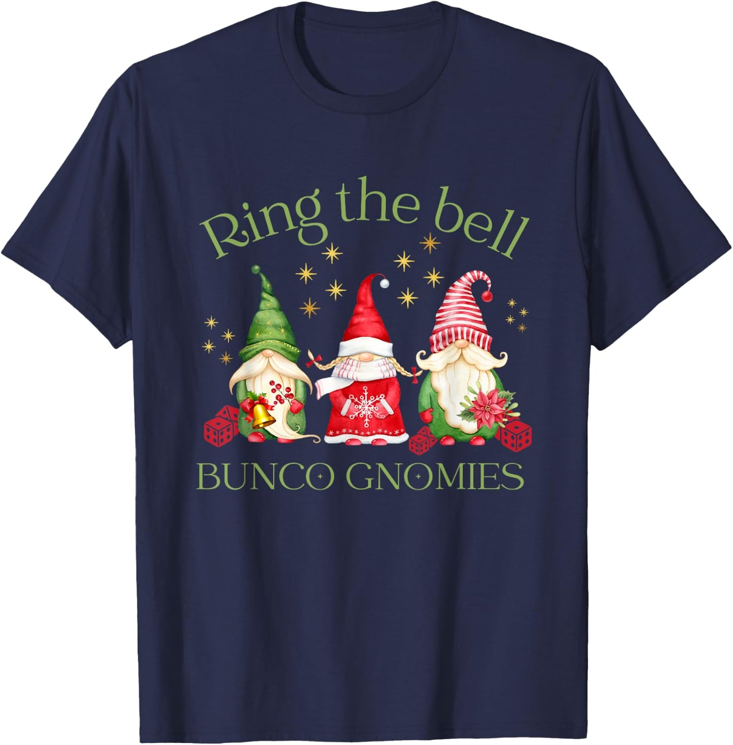 Ring the Bell Bunco Gnomies Bunco Christmas Gnomes T-Shirt - T-Shirt | Navy