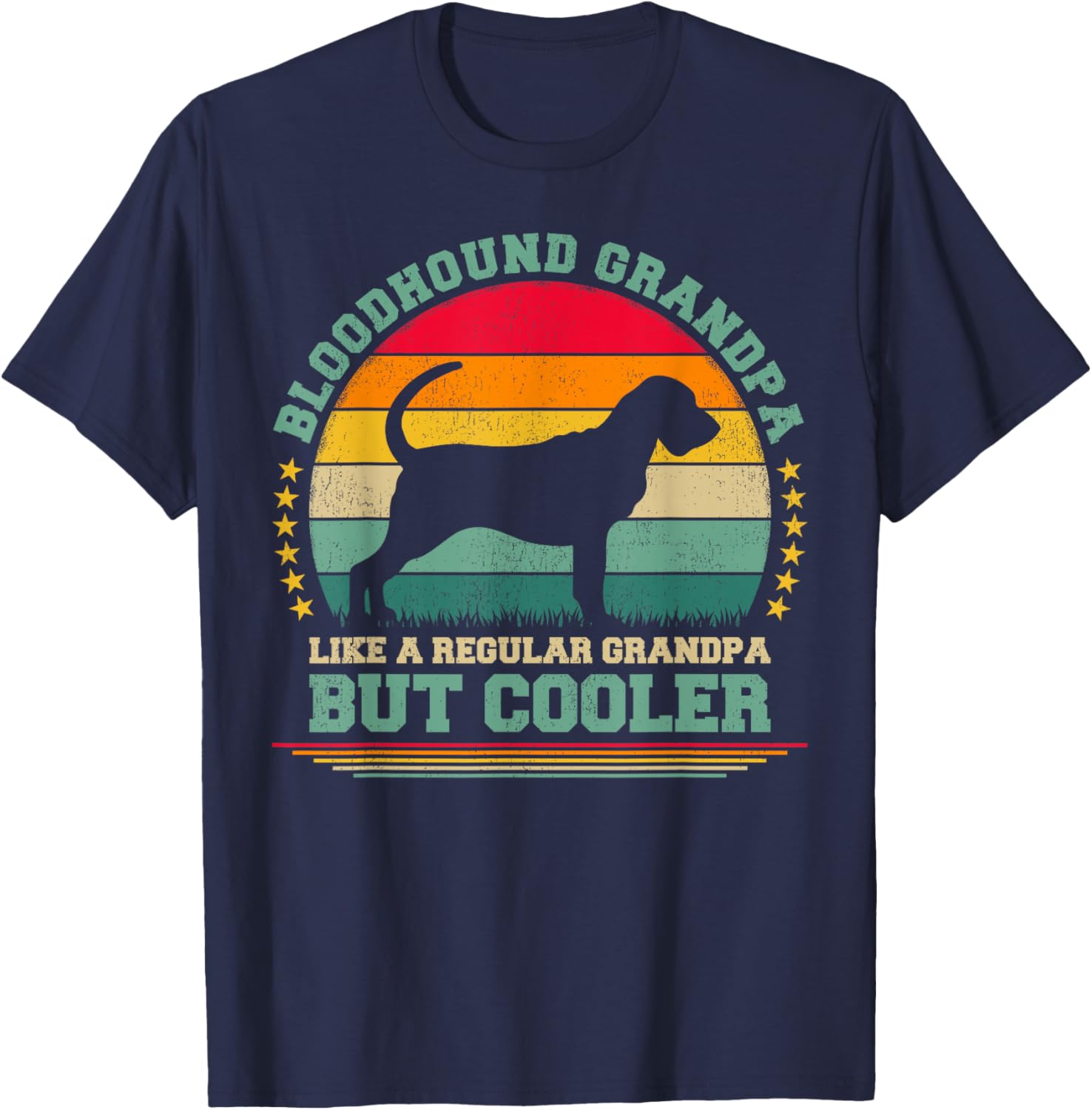 Bloodhound Grandpa Like A Regular Grandpa Father's Day T-Shirt - T-Shirt | Navy