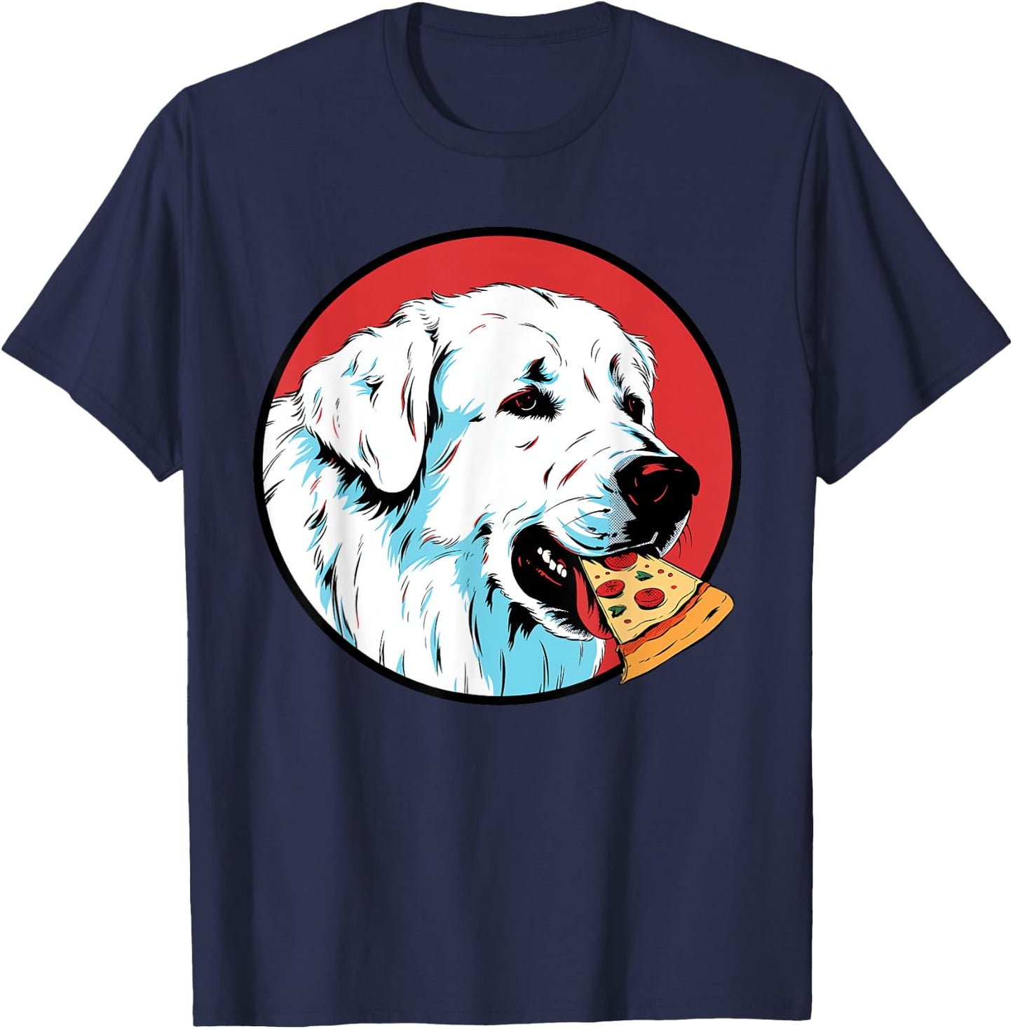 Great Pyrenees Pizza Funny Dog Food T-Shirt - T-Shirt | Navy