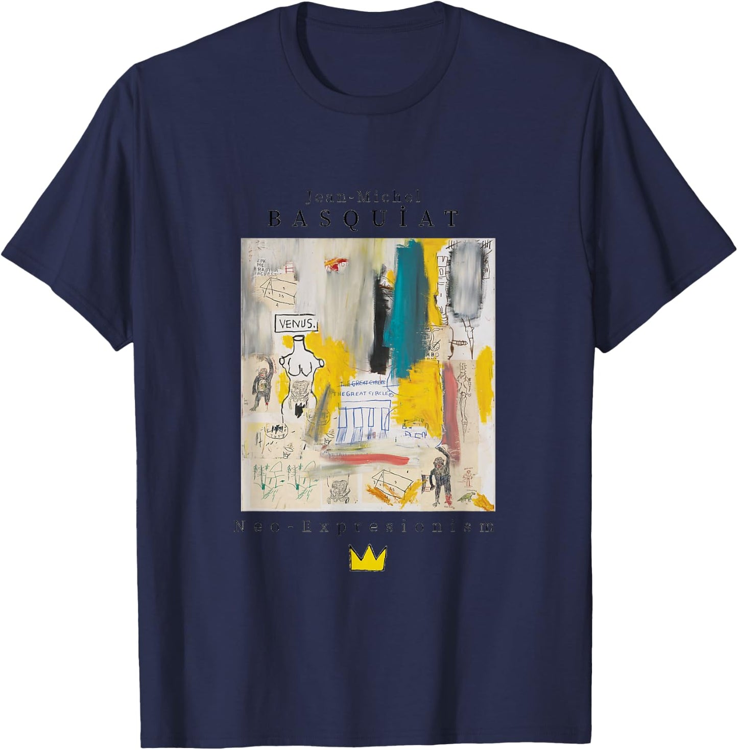 Urban, Streetwear, Graphics, Basquiat, Art, Abstract T-Shirt - T-Shirt | Navy