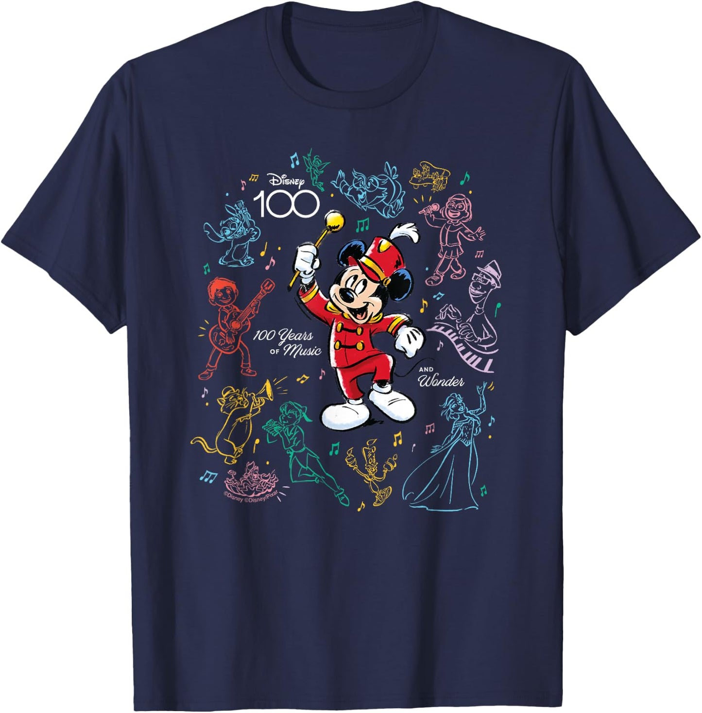 Disney 100 Years of Music and Wonder Mickey’s Music D100 T-Shirt - T-Shirt | Navy