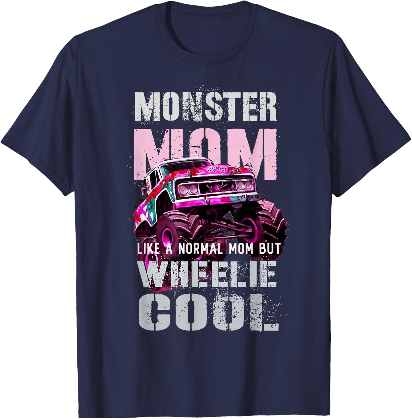 Vintage MONSTER MOM Like Normal Regular Mama of Birthday Boy T-Shirt - T-Shirt | Navy