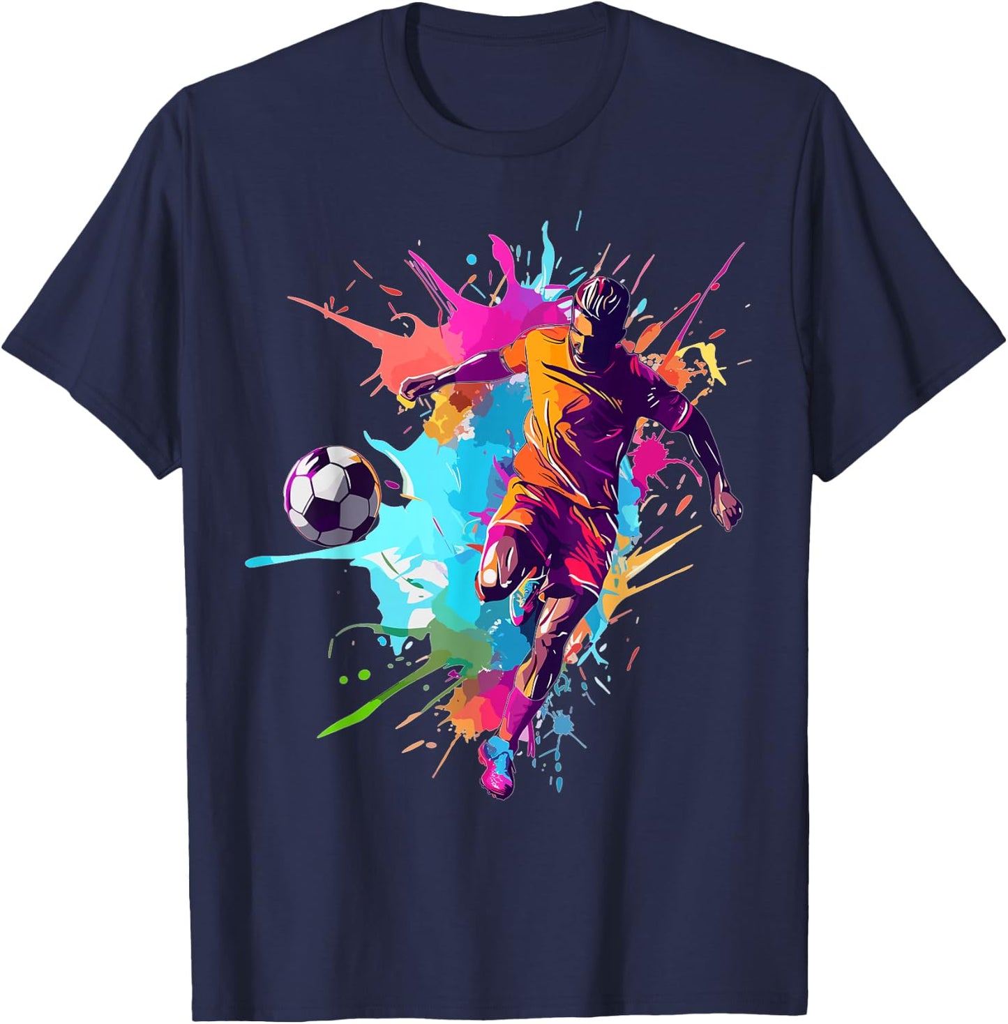Soccer Player Paint Splash T-Shirt - T-Shirt | Navy