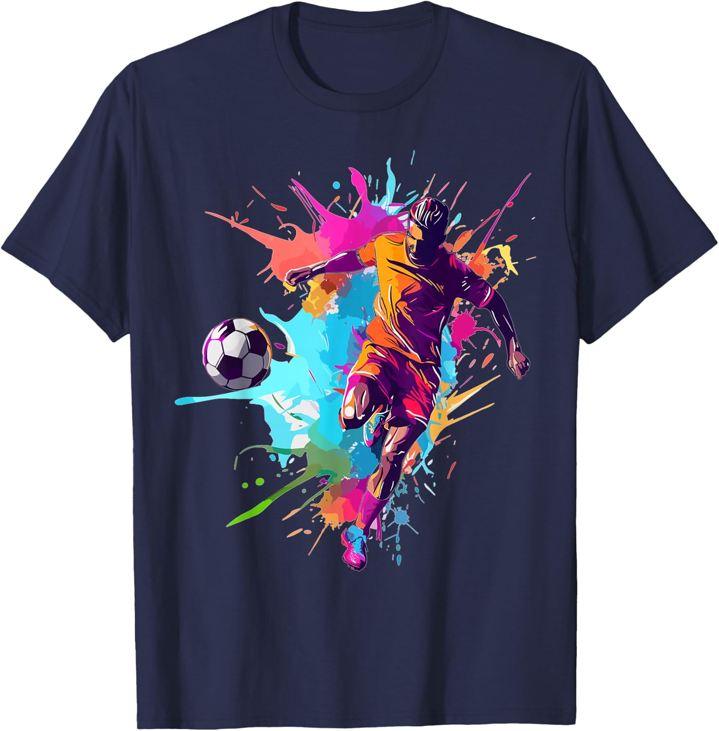 Soccer Player Paint Splash T-Shirt - T-Shirt | Navy
