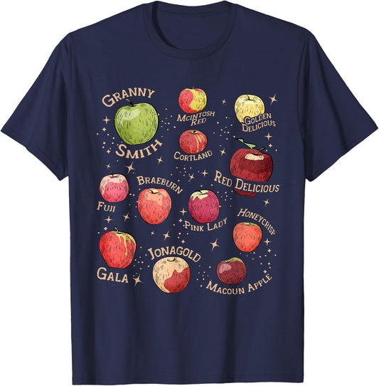 Vintage Cottagecore Apple Picking Farm Fresh Fall Autumn T-Shirt - T-Shirt | Navy