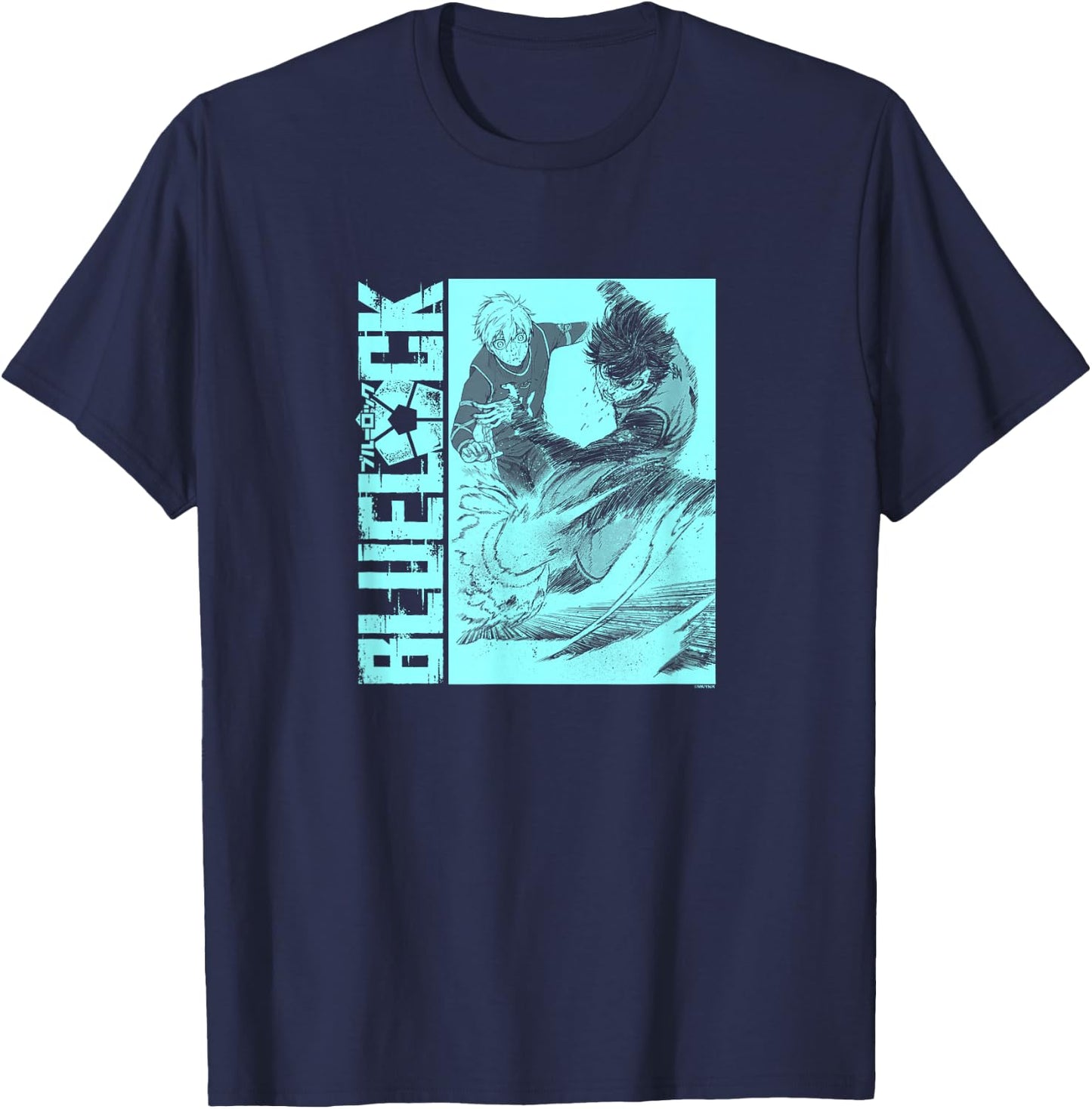 Blue Lock Yoichi Isagi and Seishiro Nagi Scoring A Goal Logo T-Shirt - T-Shirt | Navy