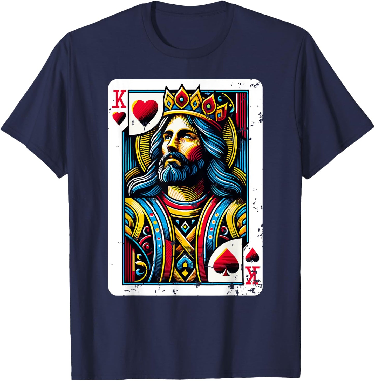 Jesus King Card Christian Bible T-Shirt - T-Shirt | Navy
