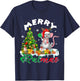 Merry Xmas Santa Reindeer Rat Sitting With Xmas Presents T-Shirt - T-Shirt | Navy