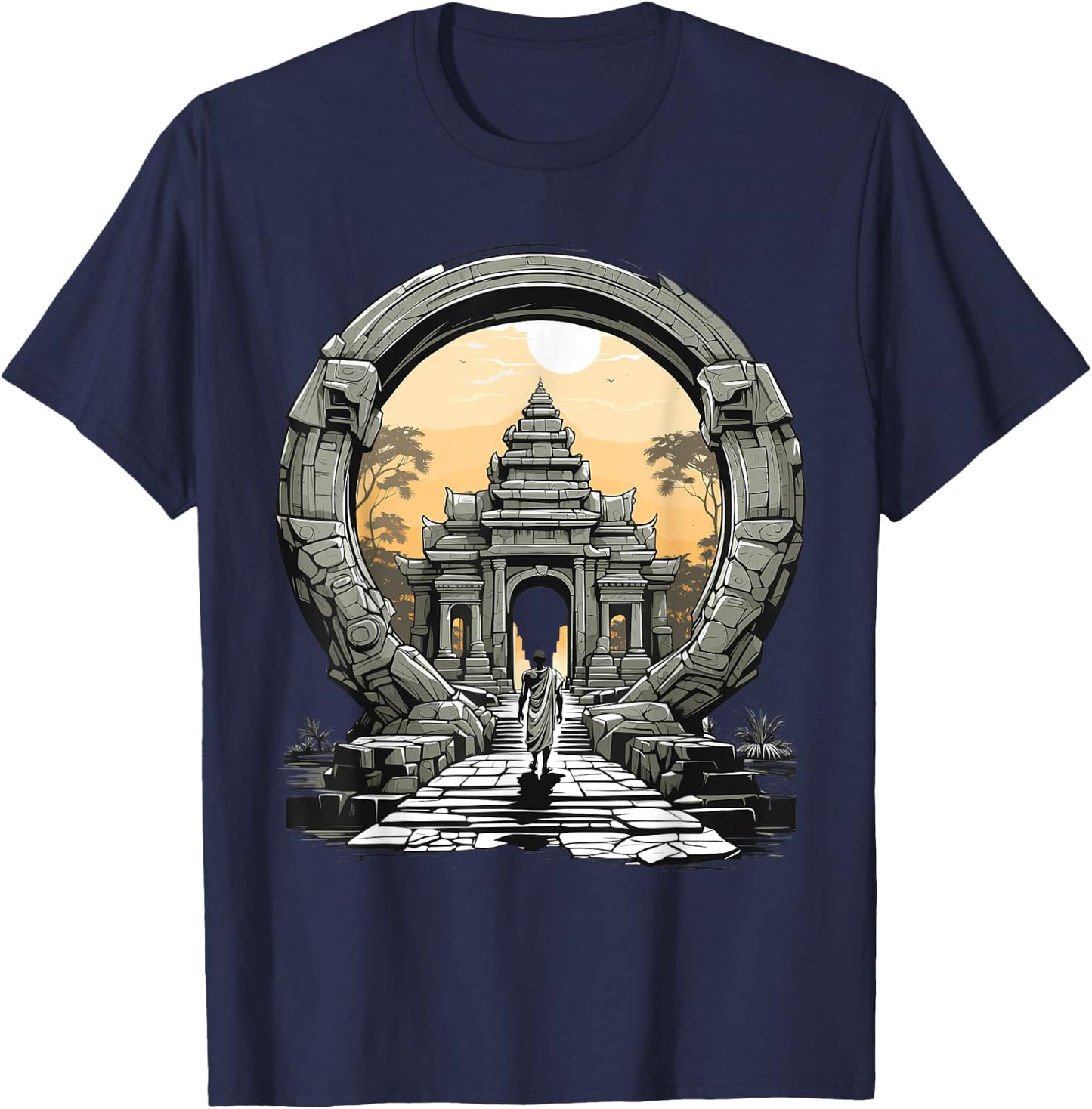 Other wordly Ancient Mysteries Angkor Wat Stargate Portal T-Shirt - T-Shirt | Navy