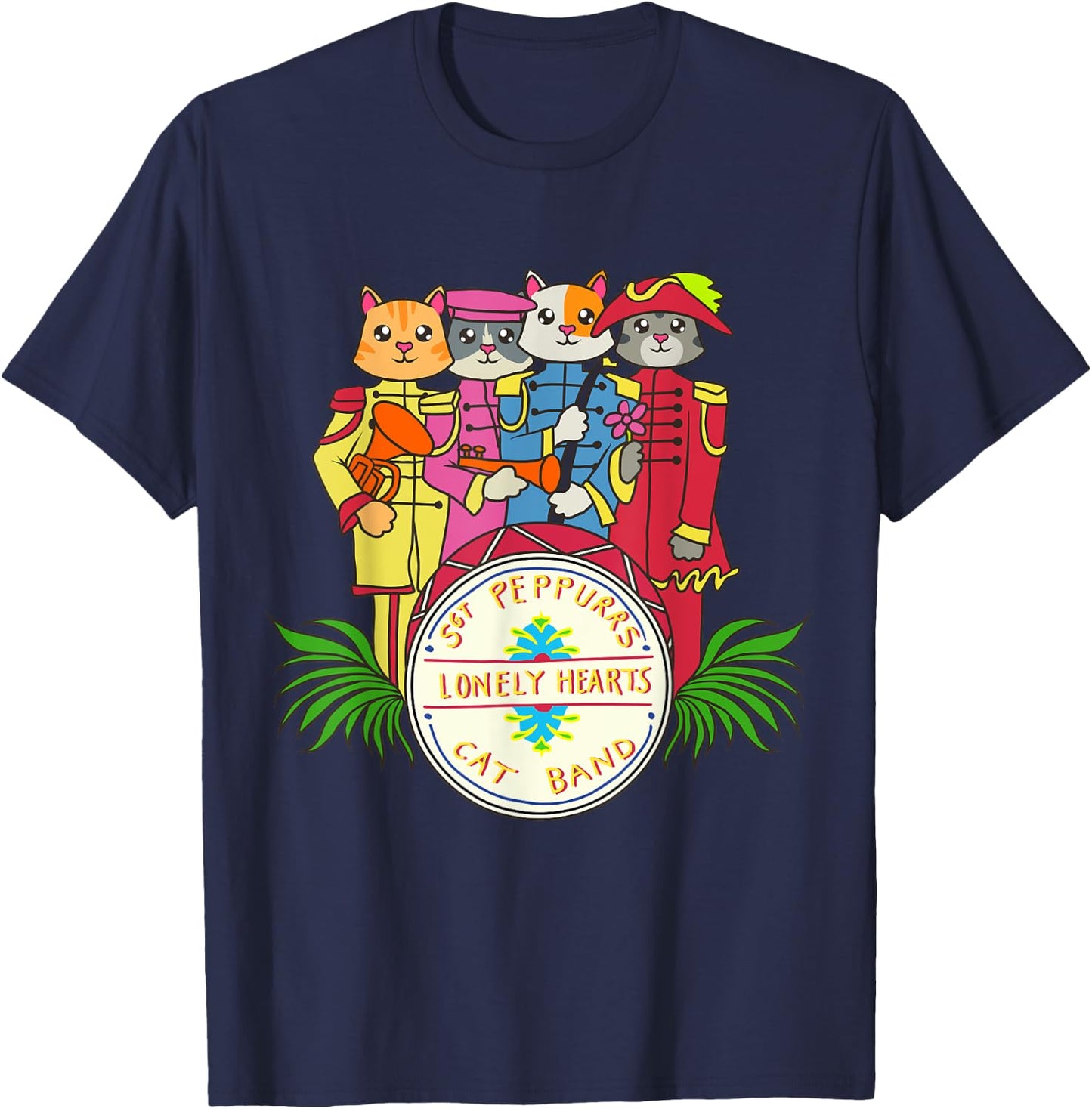 Classic Kitty Sgt. Peppurr's Lonely Hearts Funny Cat Band T-Shirt - T-Shirt | Navy