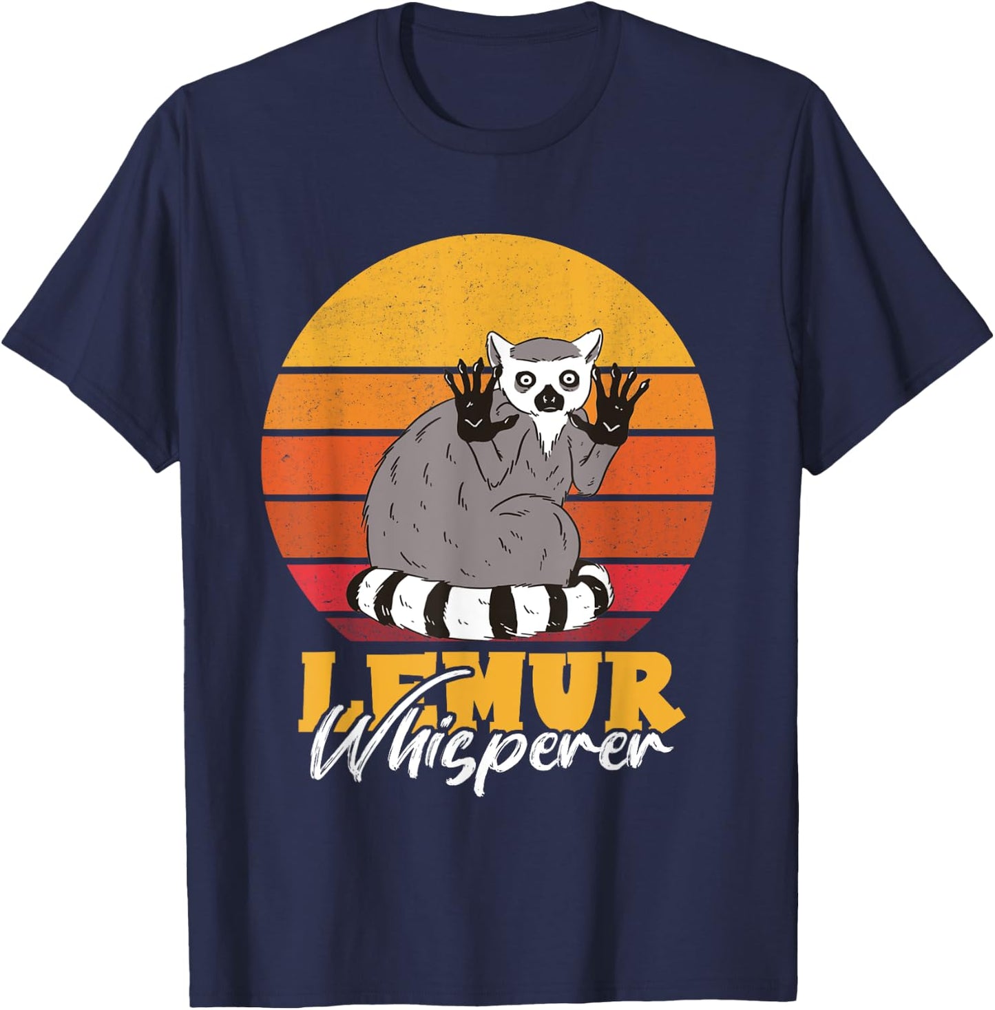 Lemur Cute Lemur Monkey Powered By Lemur Madagascar Animal T-Shirt - T-Shirt | Navy