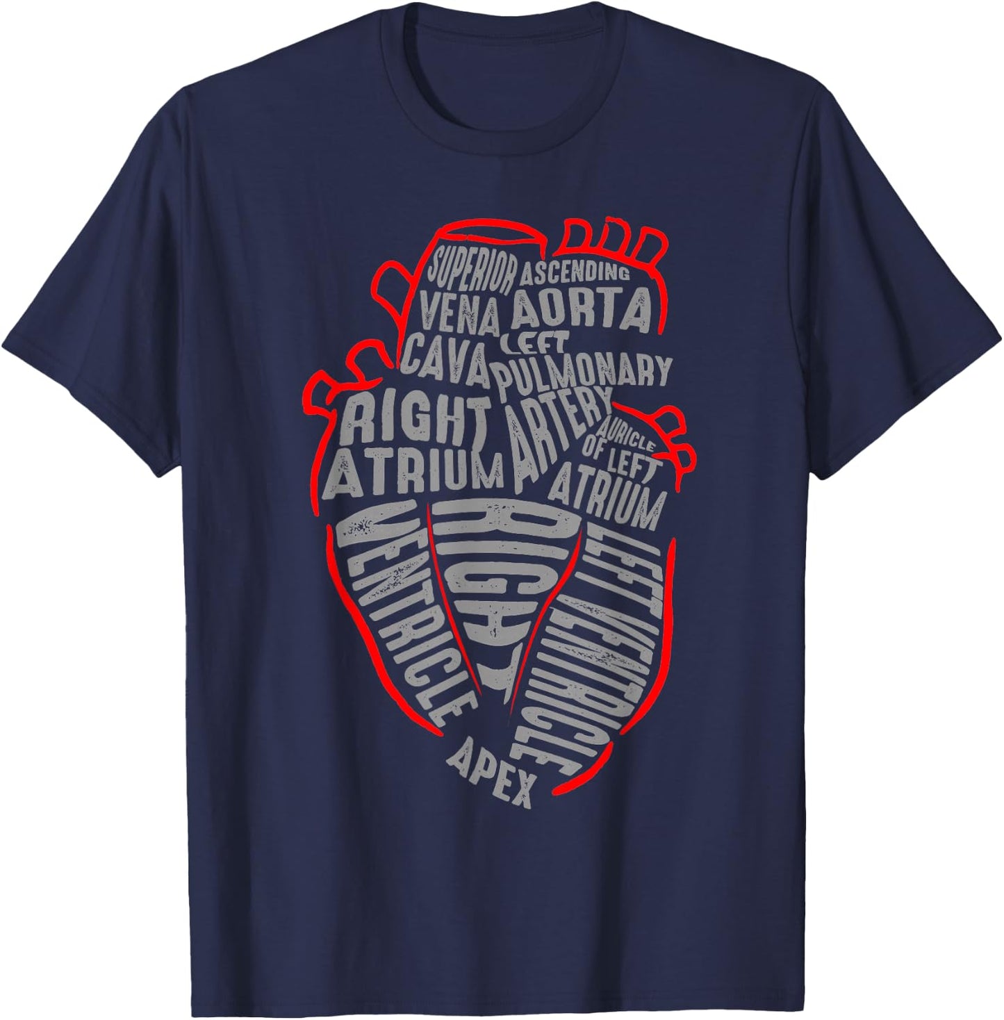 Parts Of Heart Cardiology Men Women Anatomical Cardiac T-Shirt - T-Shirt | Navy