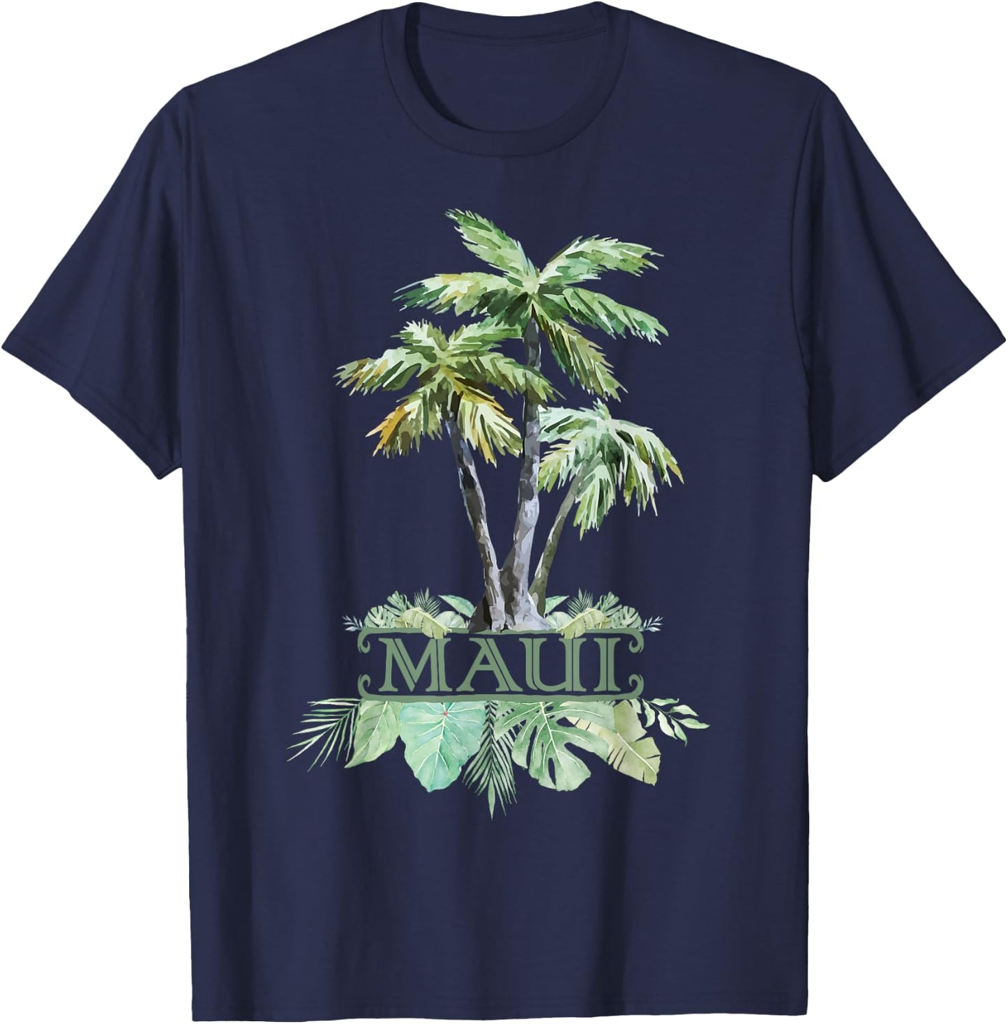 Maui Palms Jungle Rainforest Souvenir Hawaii Gift Travel T-Shirt - T-Shirt | Navy