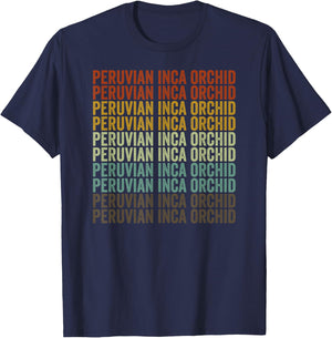 Peruvian Inca Orchid Retro T-Shirt - T-Shirt | Navy