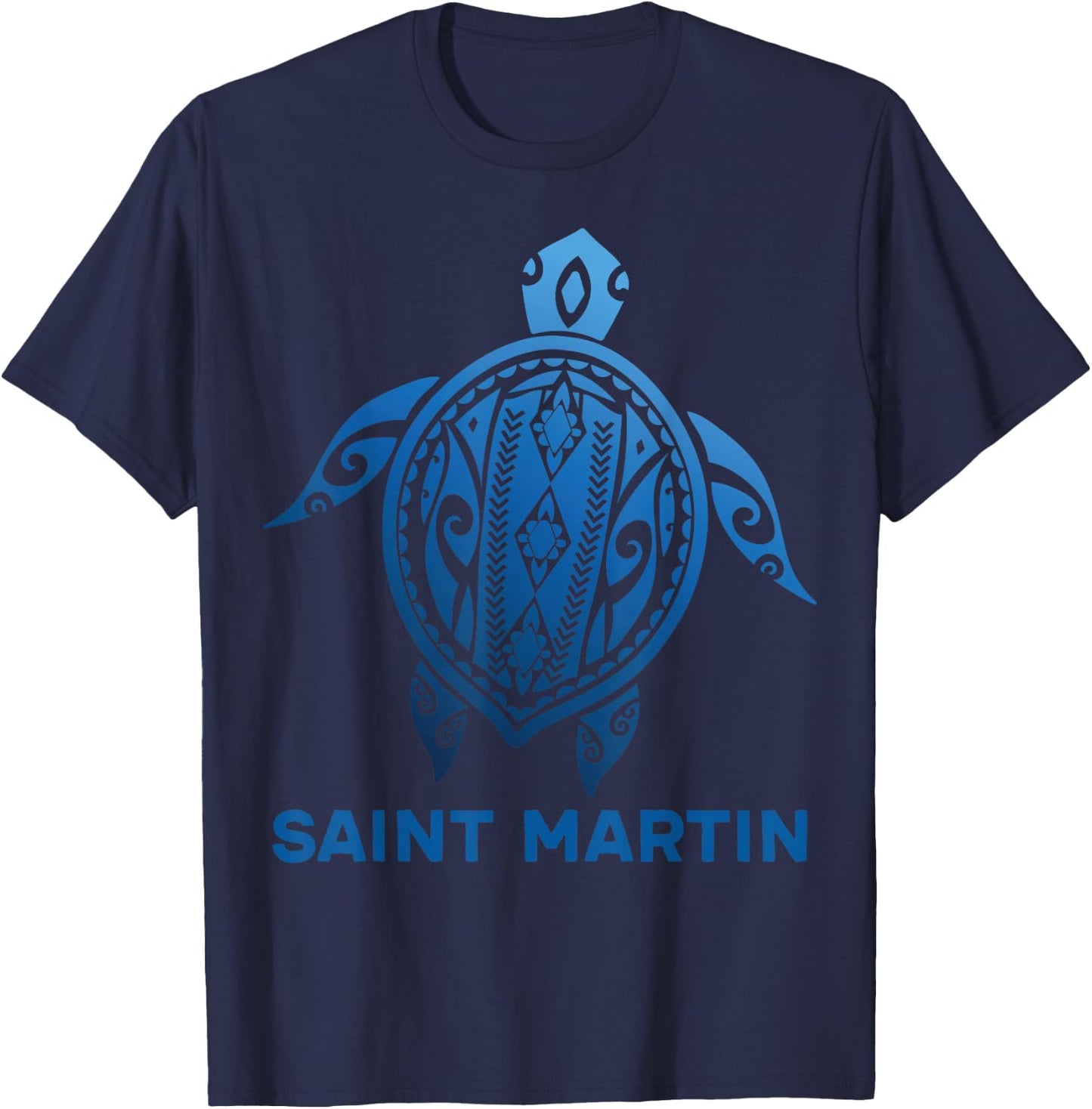 Saint Martin St. Maarten St Martin Tropical Blue Sea Turtle T-Shirt - T-Shirt | Navy