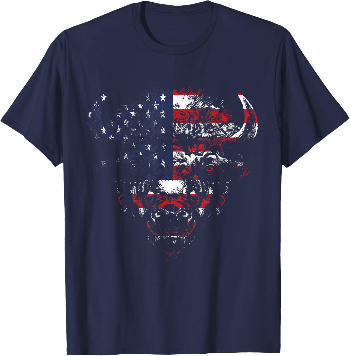 American Buffalo American Bison American Flag American Bison T-Shirt - T-Shirt | Navy