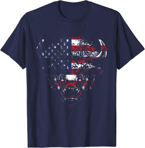 American Buffalo American Bison American Flag American Bison T-Shirt - T-Shirt | Navy