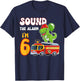 Sound the Alarm I'm 6 Funny Dino Firefighter 6th Birthday T-Shirt - T-Shirt | Navy