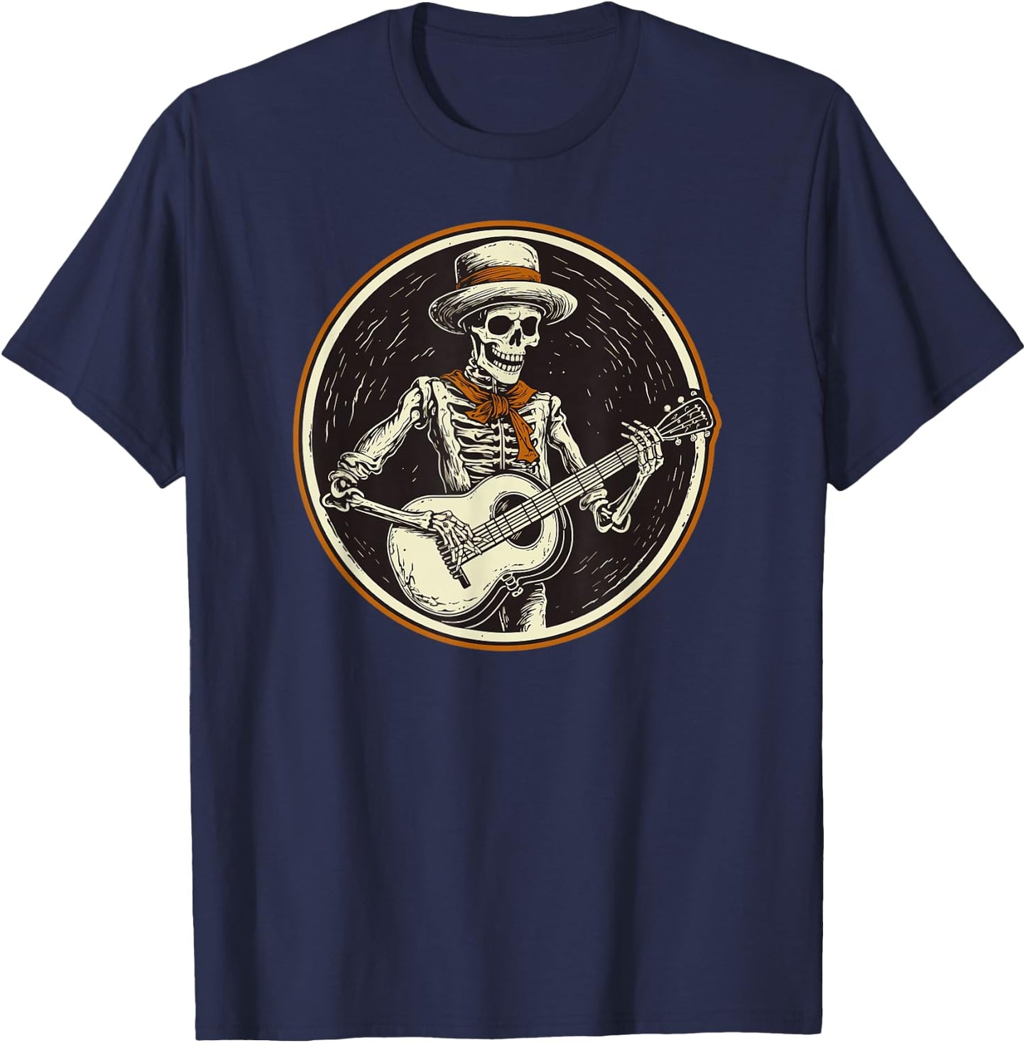 skeleton playing banjo Funny Bluegrass Style T-Shirt - T-Shirt | Navy