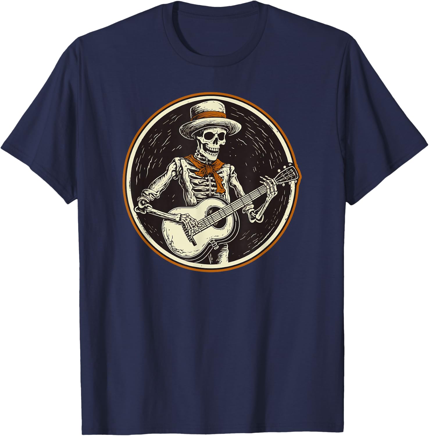 skeleton playing banjo Funny Bluegrass Style T-Shirt - T-Shirt | Navy