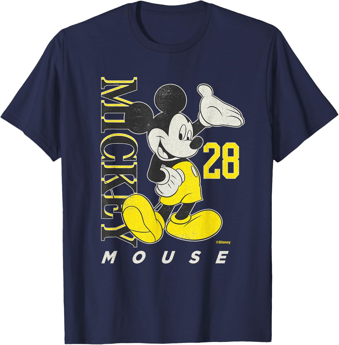 Disney Mickey Mouse Vintage Classics 28 Black & Yellow T-Shirt - T-Shirt | Navy