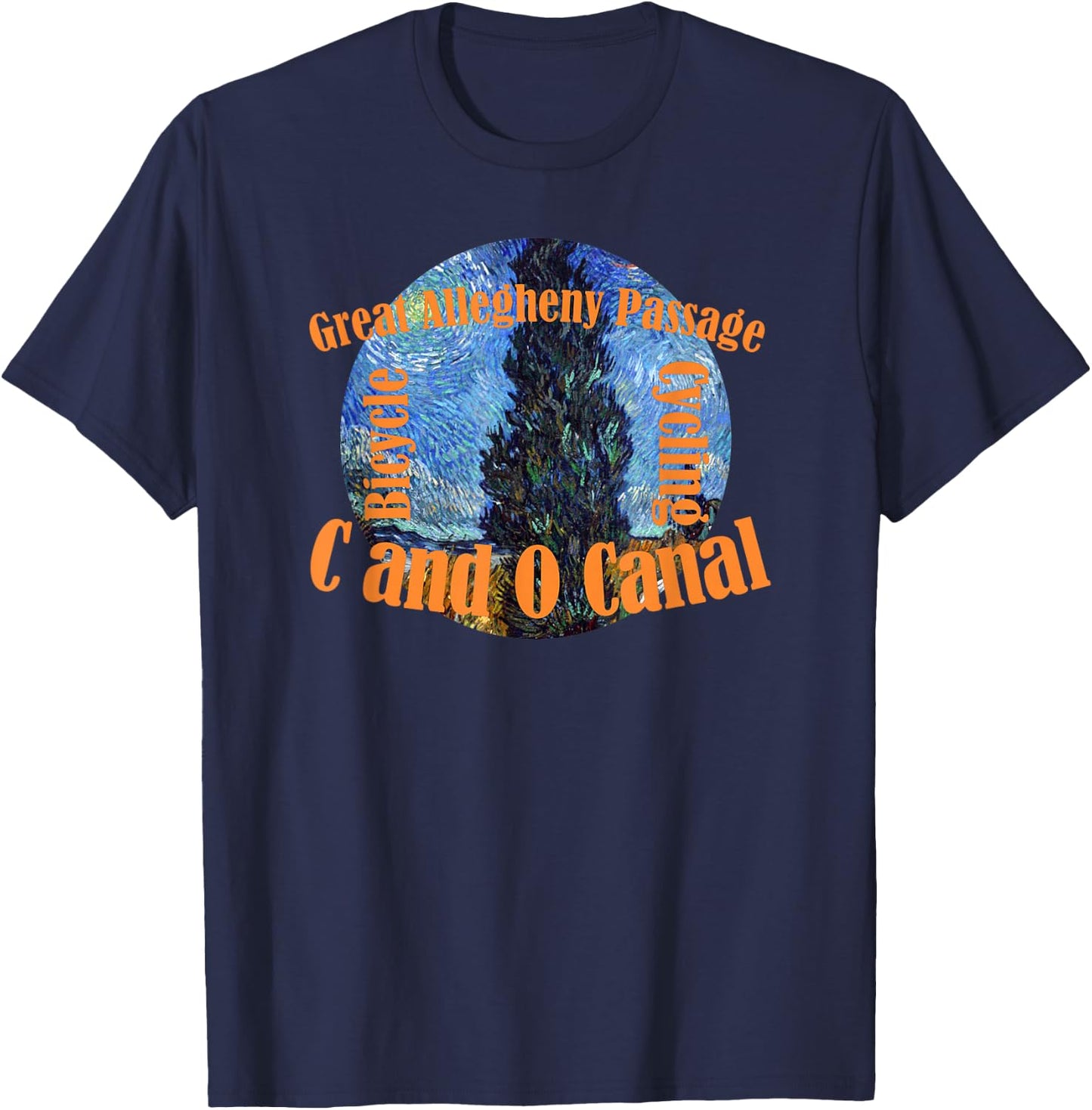 C & O Canal Chesapeake and Ohio Allegheny Rails Towpath Bike T-Shirt - T-Shirt | Navy