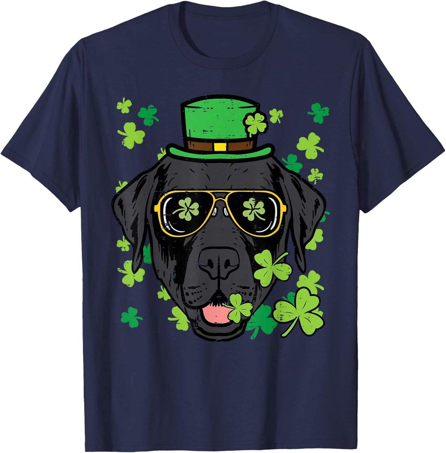 St Patricks Day Labrador Dog Saint Pattys Men Women Kids T-Shirt - T-Shirt | Navy