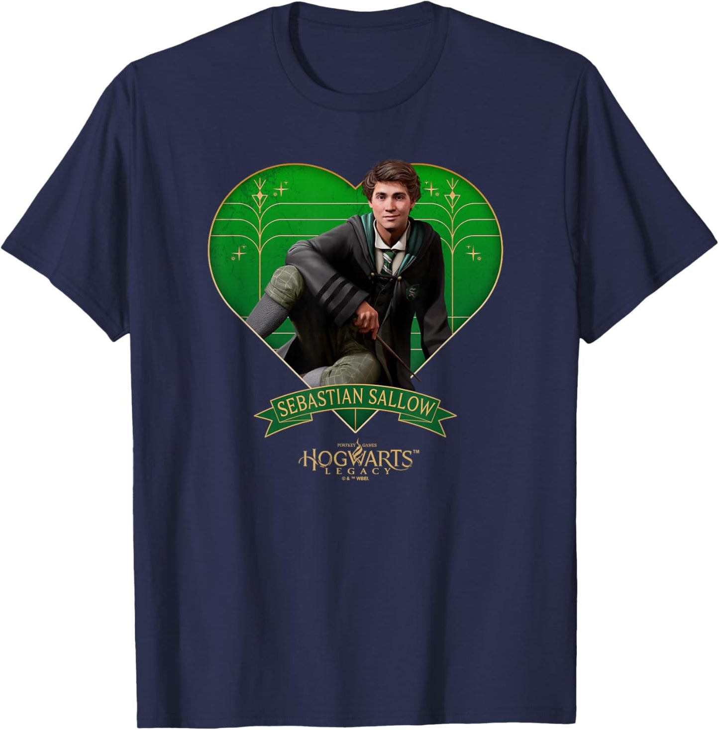 Harry Potter Hogwarts Legacy Sebastian Sallow Heart T-Shirt - T-Shirt | Navy