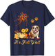 English Bulldog Fall Leaves Autumn Maple Tree Thanksgiving T-Shirt - T-Shirt | Navy