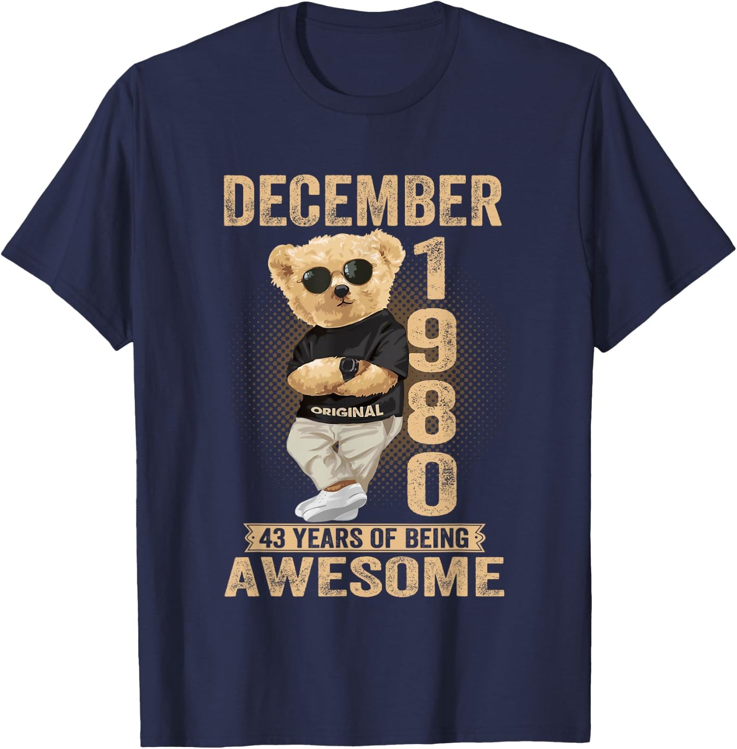 December 1980 43th Birthday 2023 43 Years Of Being Awesome T-Shirt - T-Shirt | Navy
