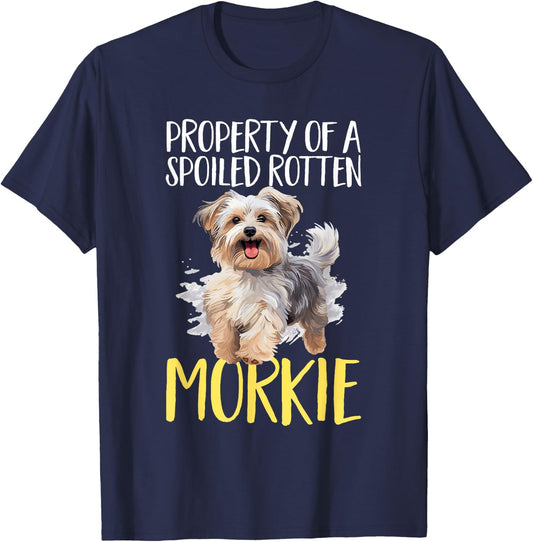 Morkie Dog Breed Pet Property of a spoiled rotten Morkie T-Shirt - T-Shirt | Navy
