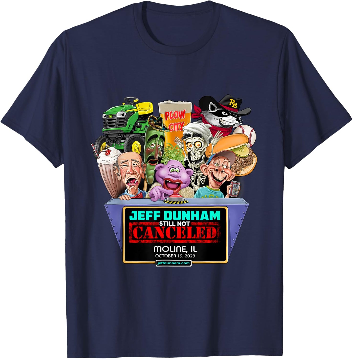 Jeff Dunham Moline, IL (2023) T-Shirt - T-Shirt | Navy