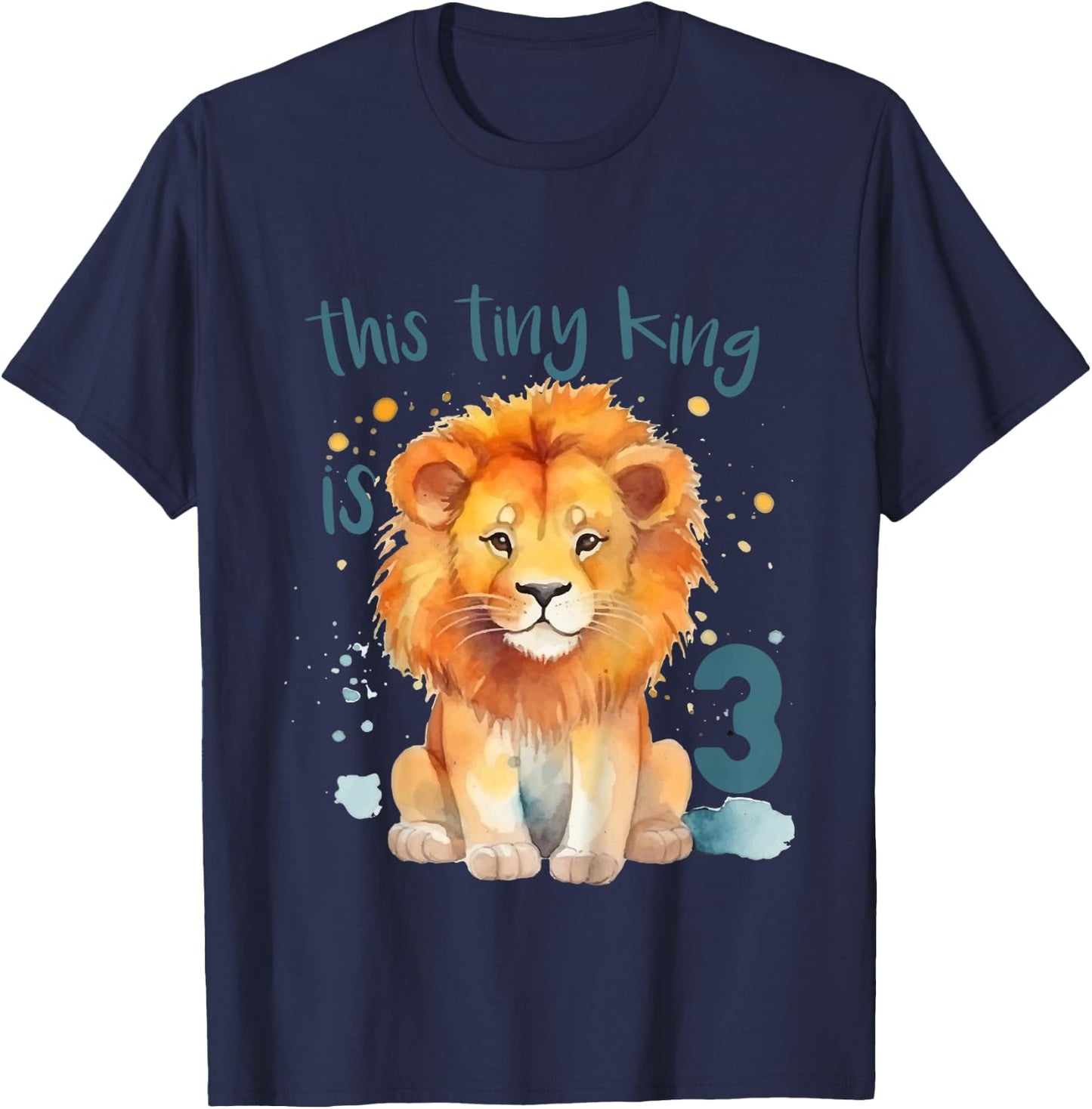 Kids This Tiny King is 3 Year Old Birthday Boy 3rd Birthday Lion T-Shirt - T-Shirt | Navy