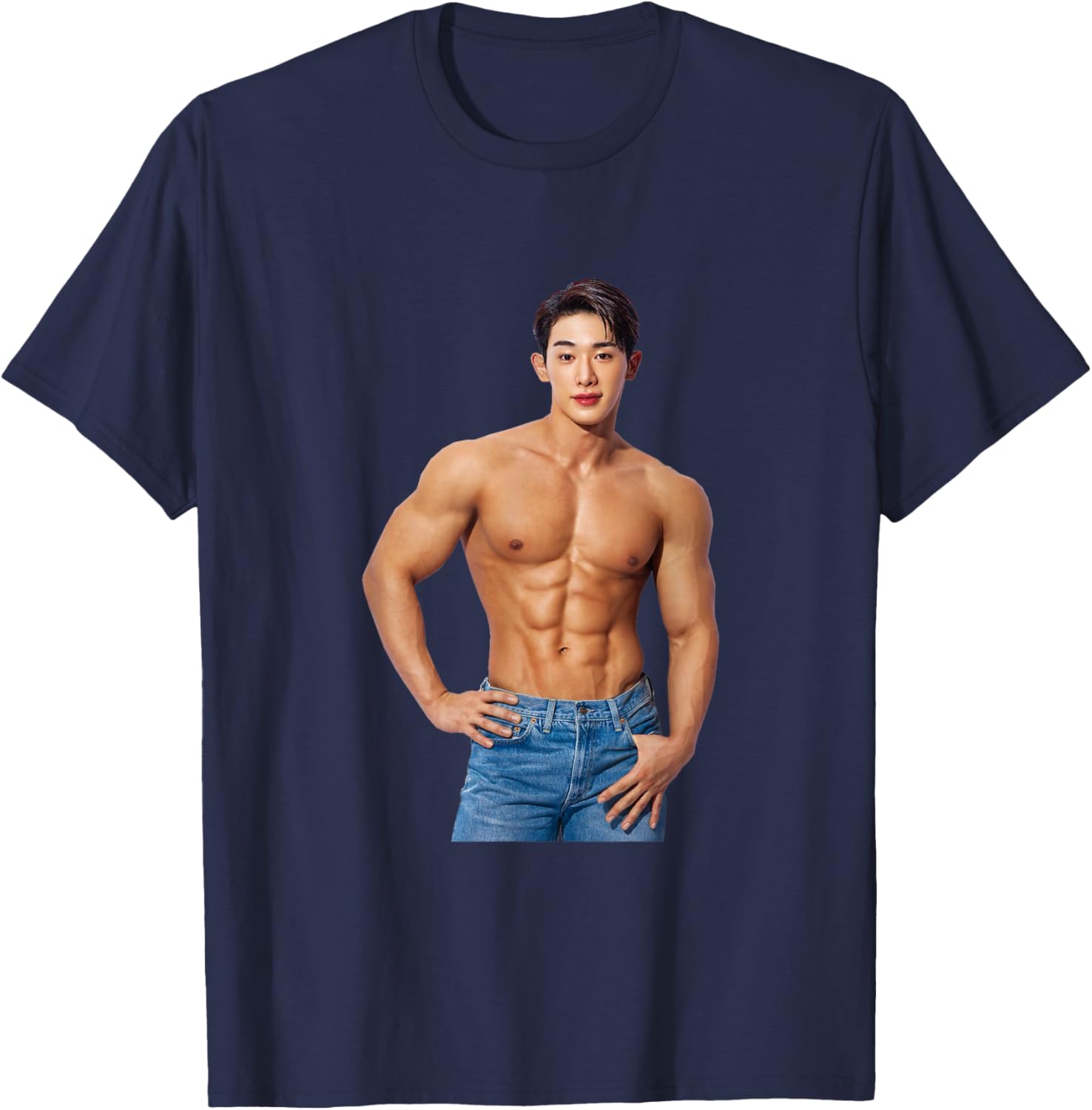 Wonho Sexy Muscle Daddy Korean Hunk Abs Solo Artist Idol T-Shirt - T-Shirt | Navy