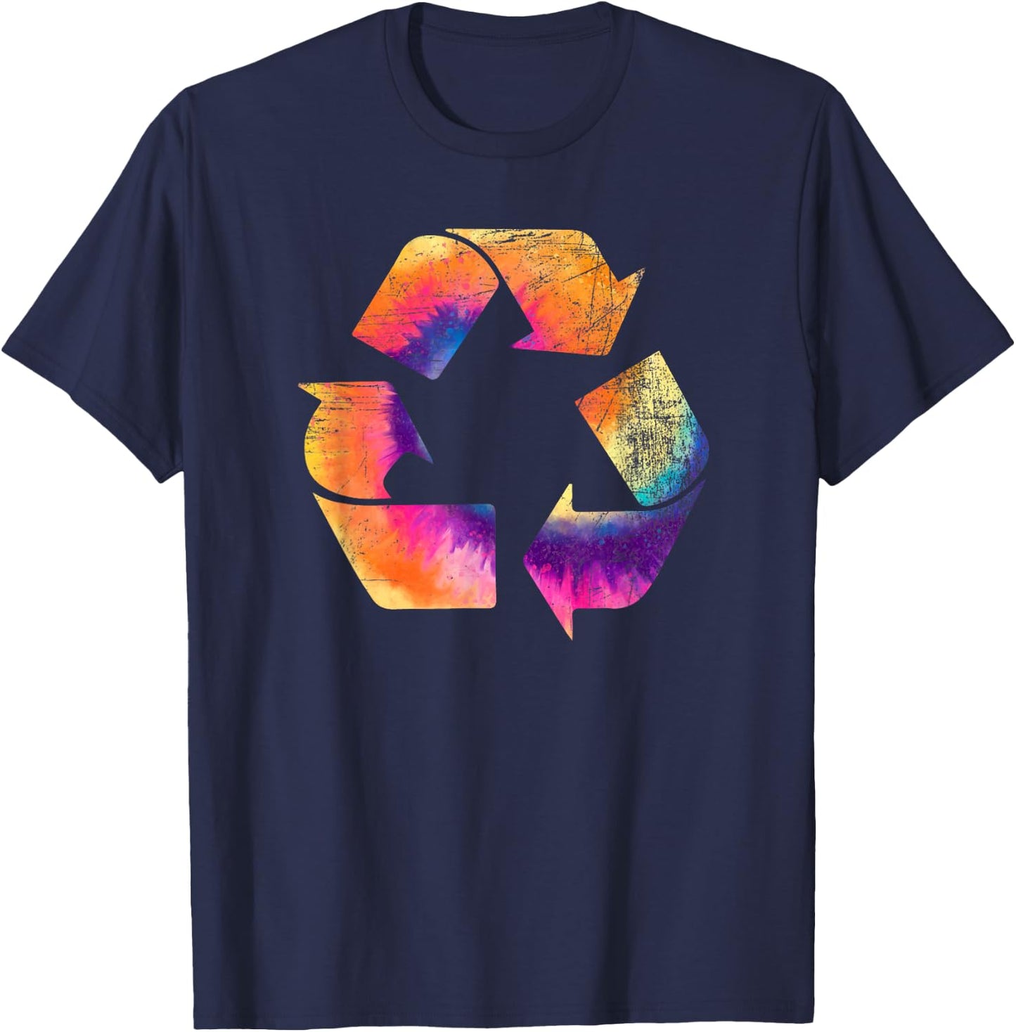Recycle Symbol Tie Dye Earth Day T-Shirt - T-Shirt | Navy
