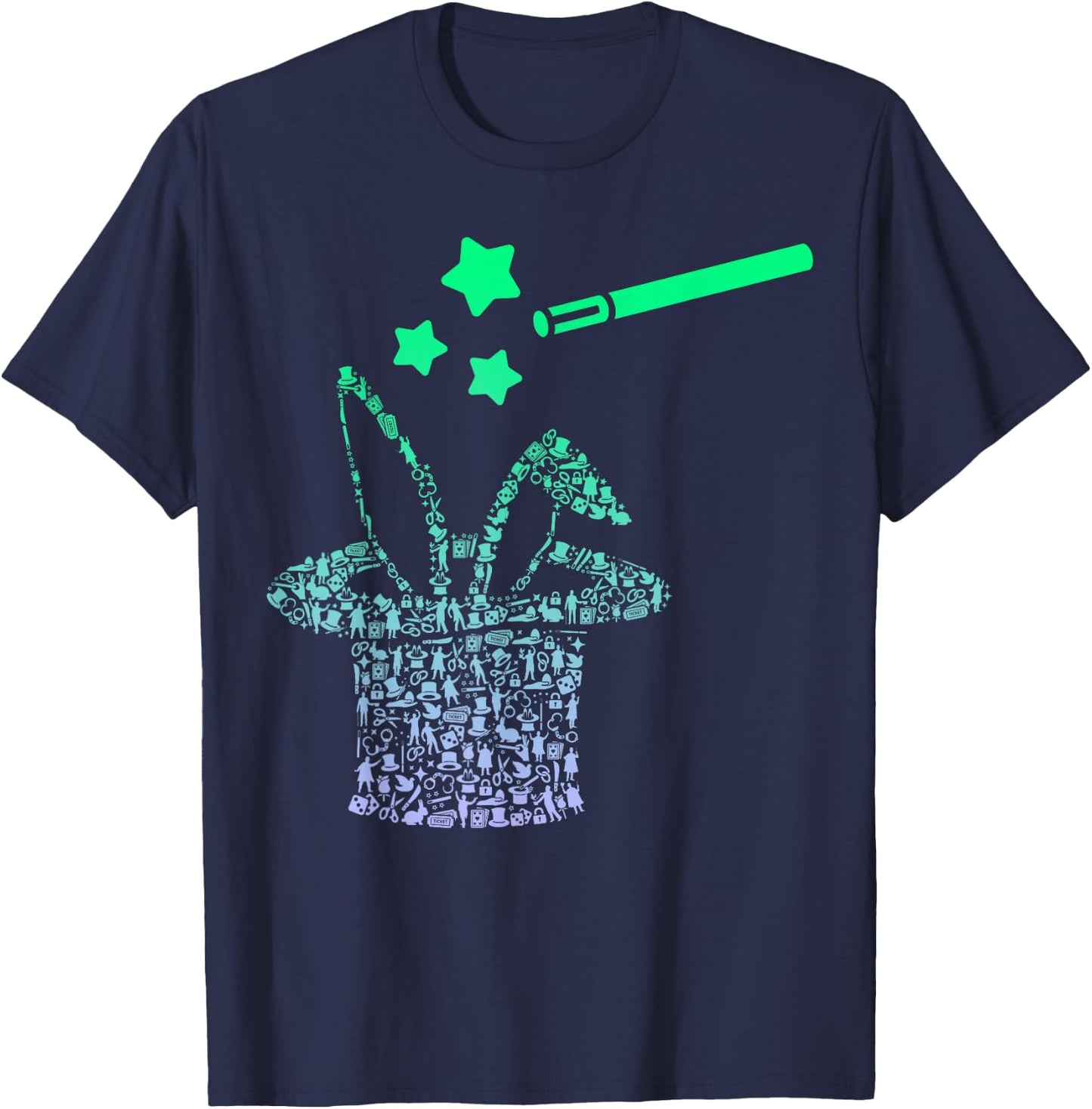 Magicians Hat for Magician Magic Icons Boys Magician T-Shirt - T-Shirt | Navy