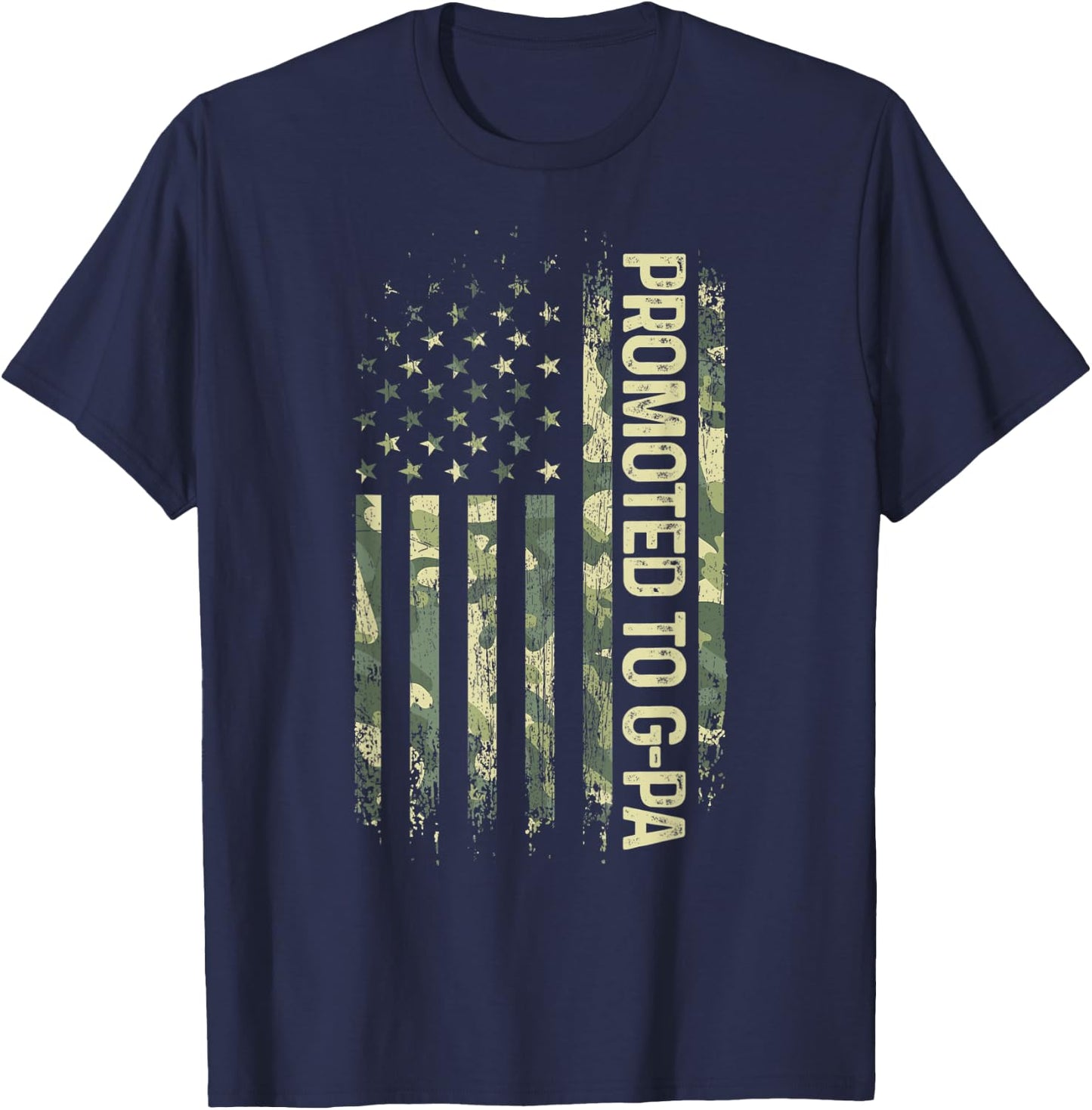 Promoted To G-Pa Camo American Flag Father's Day T-Shirt - T-Shirt | Navy